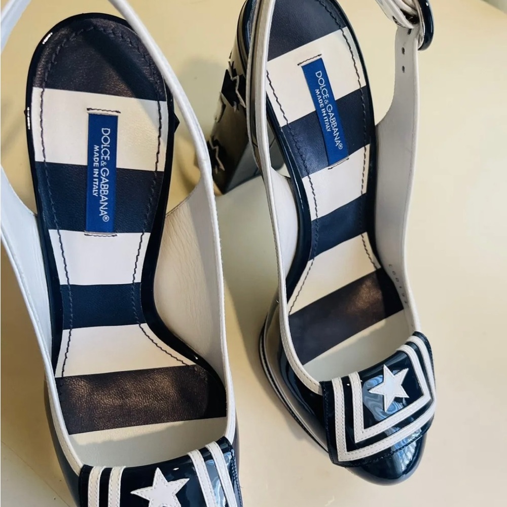 DOLCE & GABBANA PRINTED SLINGBACK PUMPS SIZE 38 - Picture 11 of 15